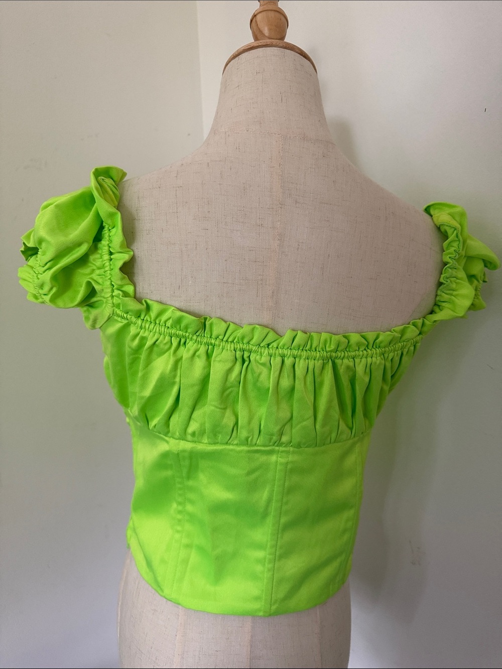 I.AM.GIA Naomi Top Neon Green Ruffle Trim Bustier Top - Picture 4 of 8